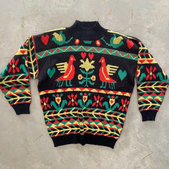Vintage Sweaters - SOLD 1990s kitschy knit turtleneck sweater